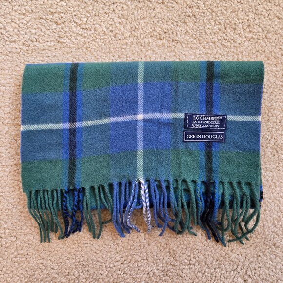 Lochmere Accessories - Lochmere Cashmere Blue Green Plaid Woven Scarf